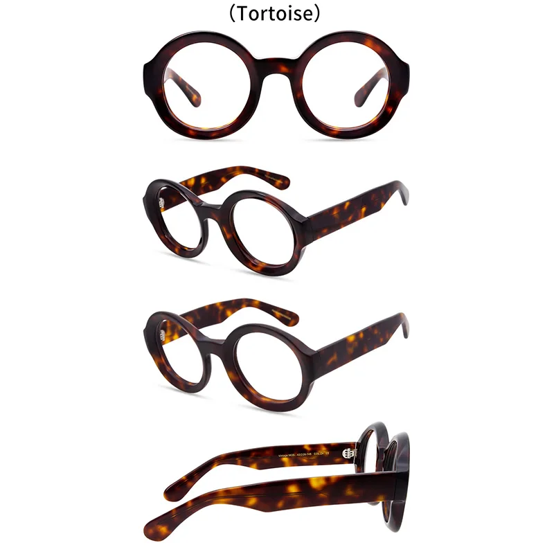 

Belight Optical Thick Acetate Prescription Vintage Retro Round Shape Eyeglasses Spectacle Frame Eyewear 9635