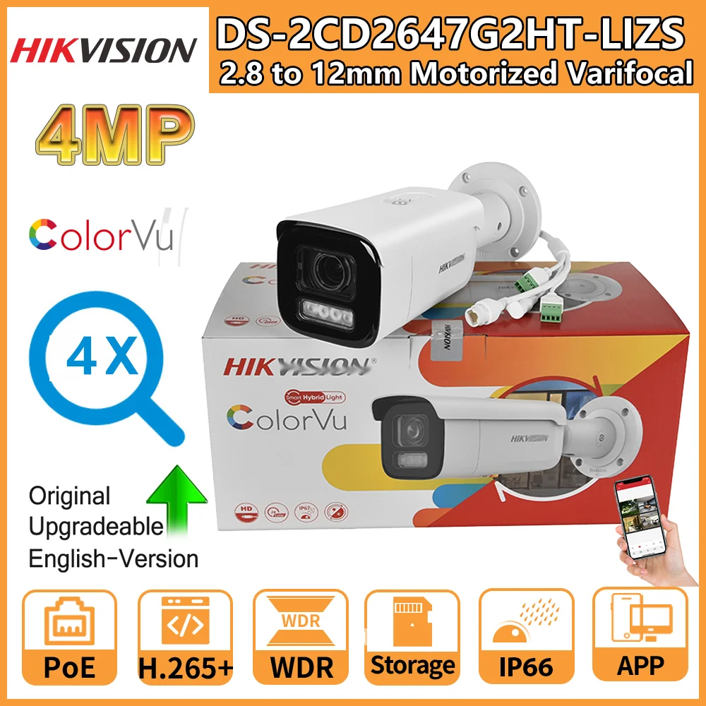

Hikvision DS-2CD2647G2HT-LIZS IP-камера 4MP Smart Hybrid Light ColorVu IR 4-кратный зум Моторизованная сетевая камера Bullet с переменным фокусным расстоянием