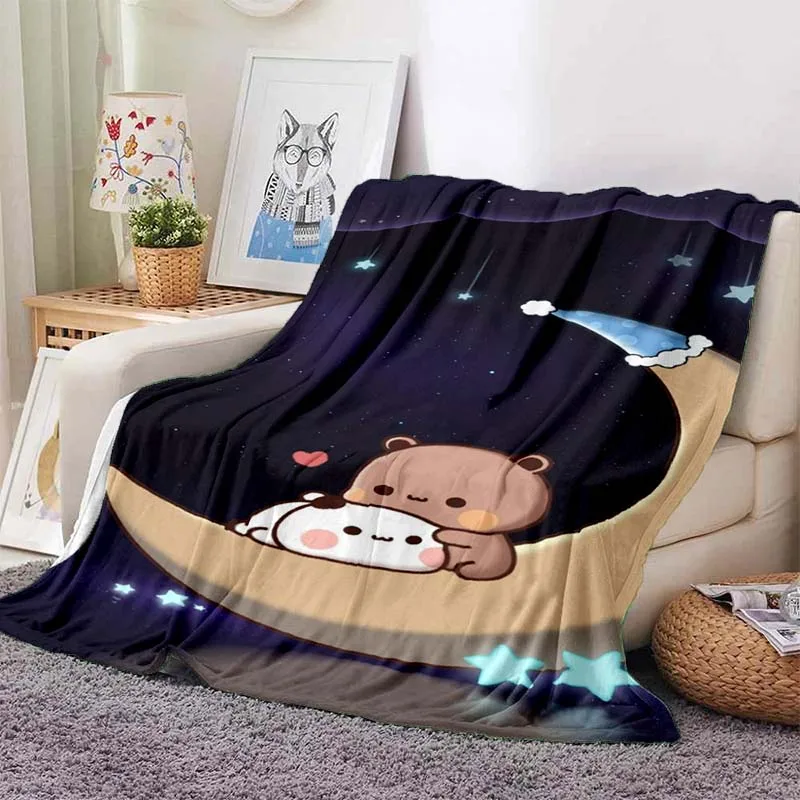 

Cute Bubu and Dudu Series Blanket Cartoon Print Kids Warm Flannel Soft Comfortable Home Travel Blanket Bed Blanket Birthday Gift