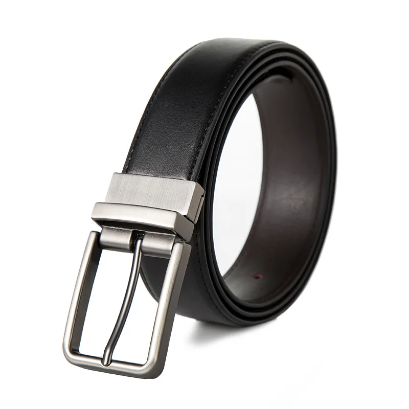 

New Mens Belt Luxury Brand Designer Rotating Buckle Double-sided Use Cow Genuine Leather Belt Pin Buckle Belts for Men 110-125cm