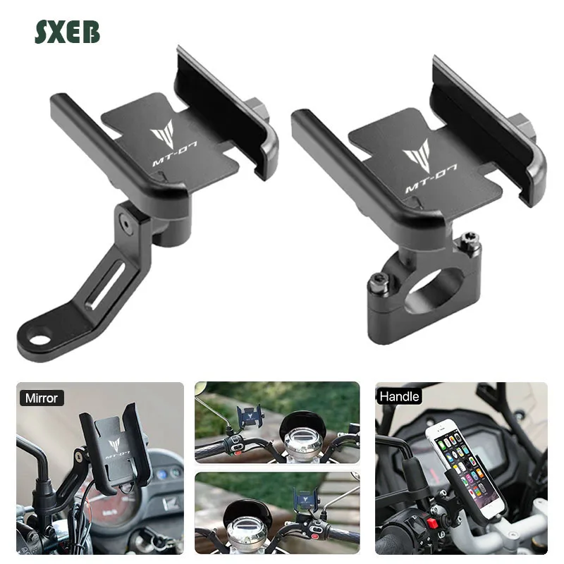 

For Yamaha MT-07 MT07 mt07 LOGO Universal Motorcycle GPS Handlebar Mount Bracket CNC Aluminum Mobile Phone Holder Accessories