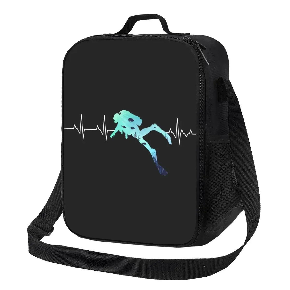 

Custom Scuba Heartbeat Lunch Bag Men Women Thermal Cooler Insulated Lunch Box for Children School