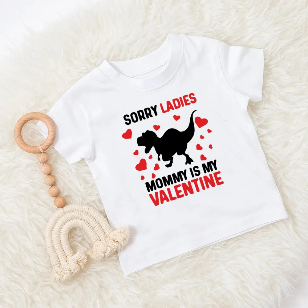 Mommy and Daddy\'s Valentine Print Kids T Shirt Child Clothes Tops Boys Girls Shirt Valentine\'s Day Party Present Casual Outfit
