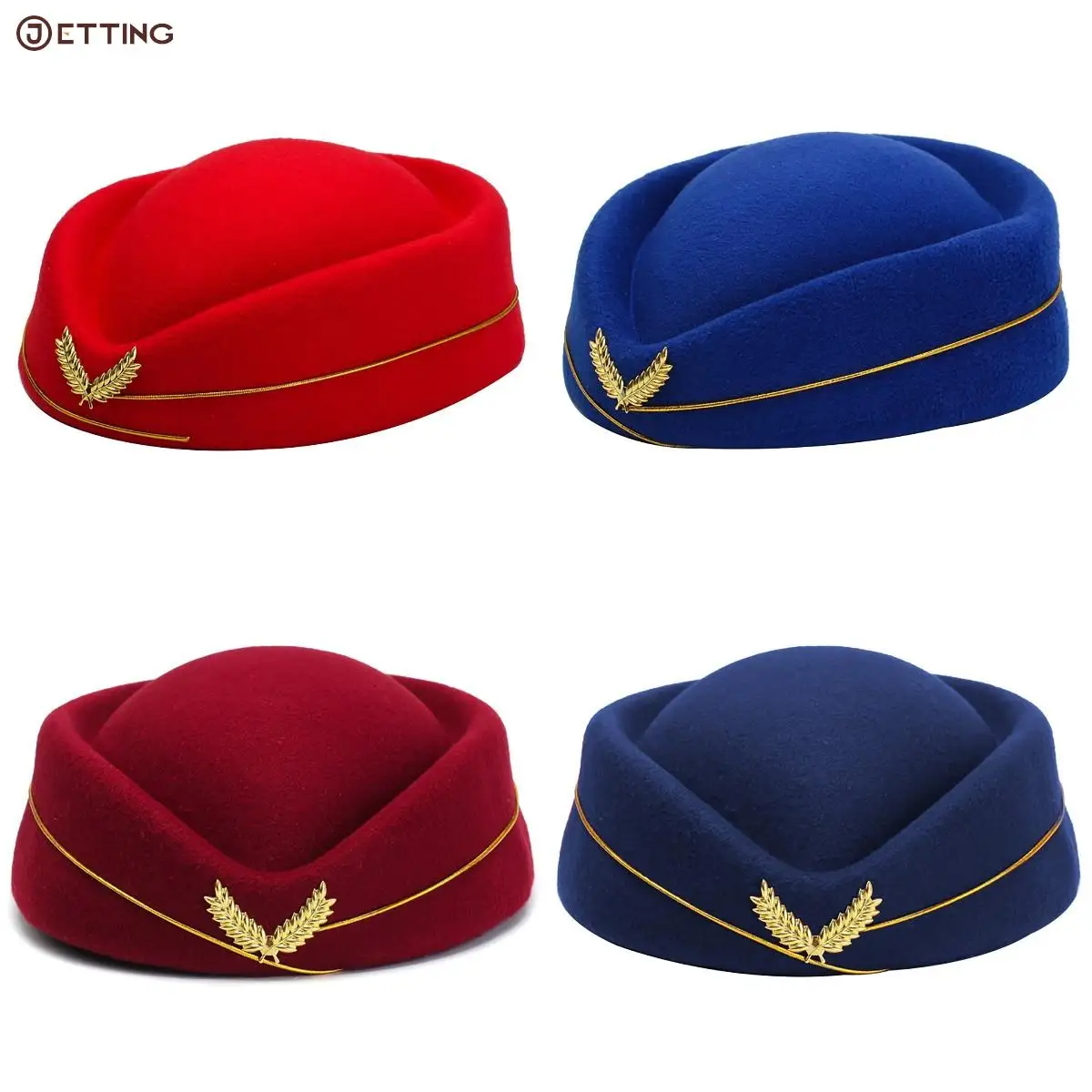 Women Ladies Stewardess Hat Wool Fedoras Hats Elegant Airline Costume Etiquette Cap Women Professionals Airline Stewardess Cap