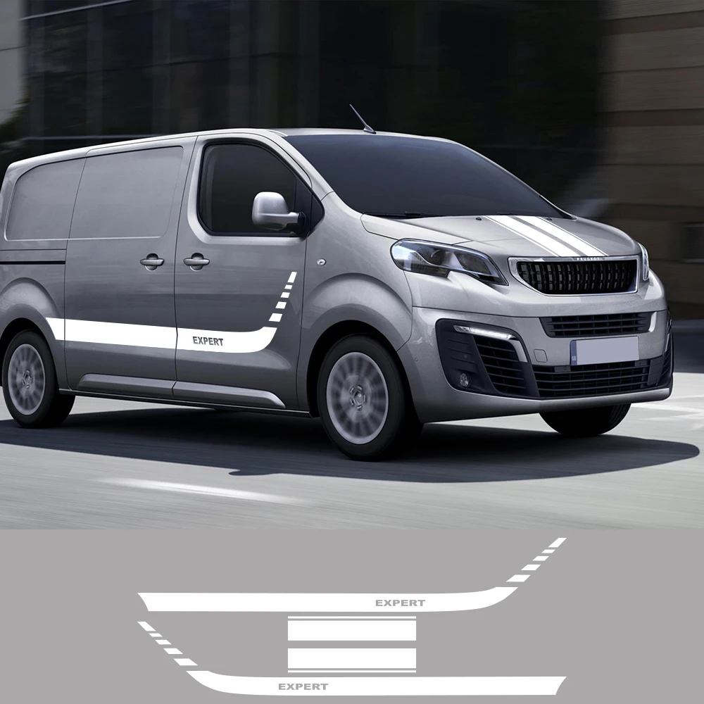 Car Door Side Stickers Sport Camper Van Hood Bonnet Graphics Stripes Decor Decals Auto Tuning Accessories For Peugeot Expert