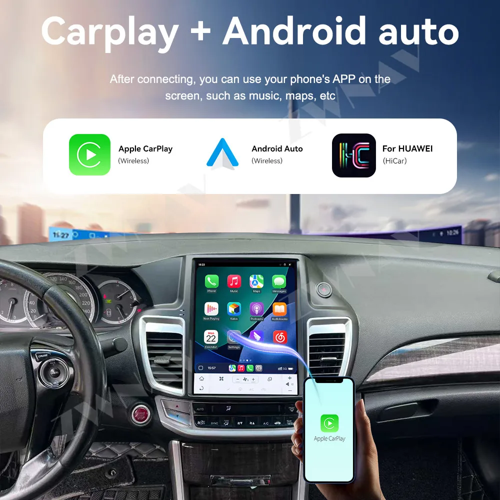 12.1’’ Qualcomm chip Android13 For Honda Accord 2014-2016 Car Radio Car GPS Navigation CarPlay HD Screen Multimedia Player