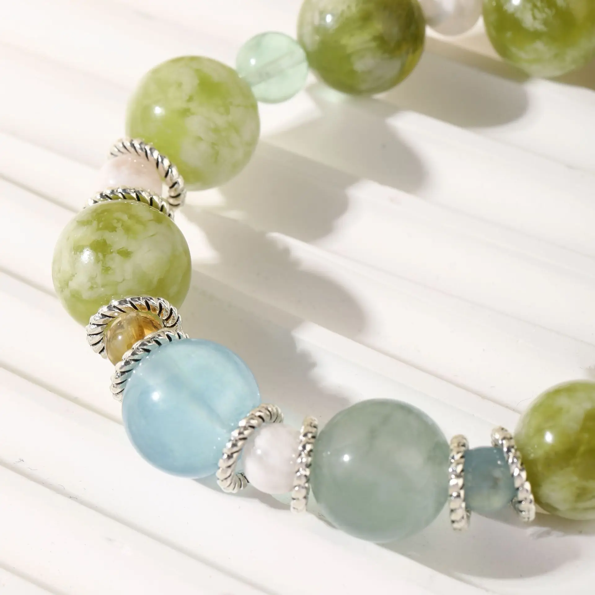 Van Gogh s Apricot Blossom DIY Design Natural Snowflake Ghost Xiuyu Sea Blue Treasure Crystal Bracelet  Lucky Hand String