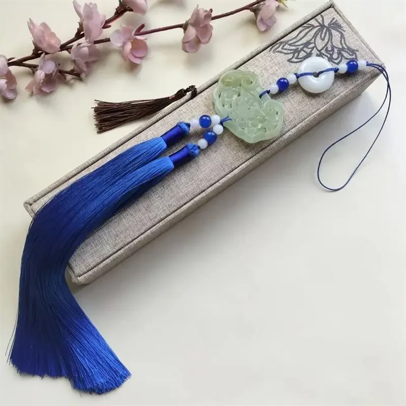 Hanfu Green Jade Tassel Pendant Pressure Skirt Pendant Accessories Antique Key Tassels Hanfu Home Decor Gift