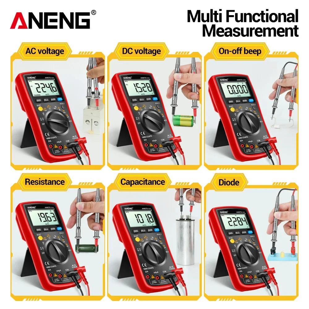 Digital Multimeter ANENG AN870 Profesional 19999 Counts True Rms AC/DC Voltage Current NCV Transistor Accurate Auto Range Tester view 5