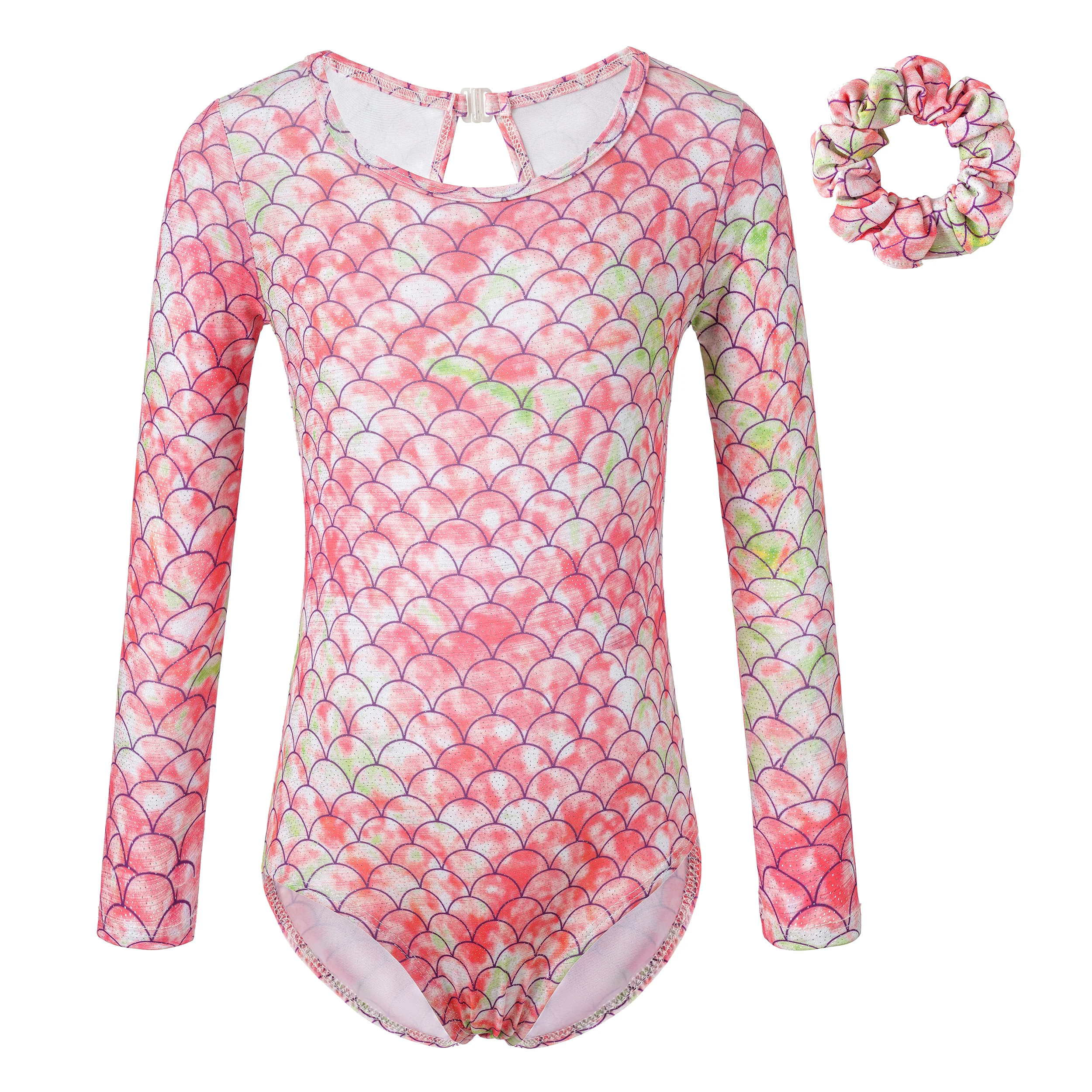 Girls Gymnastic Leotards Long Sleeve Unicorn Mermaid Unitard Sparkly Tumbling Dance Leotards for Kids 2-10 Years