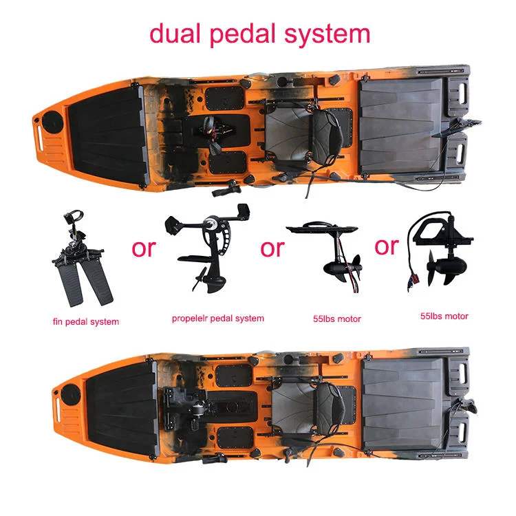 A Viking 12.66ft Pedal Drive Electric Motor Fishing Kayak 1 Person HDPE Sit Top Boat for Ocean