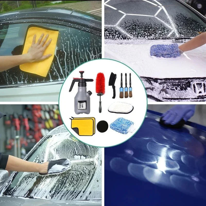 Car Cleaning Kit Supplier Detail Brush Manual Foaming Sprayer Professional Car Wash Kit Set