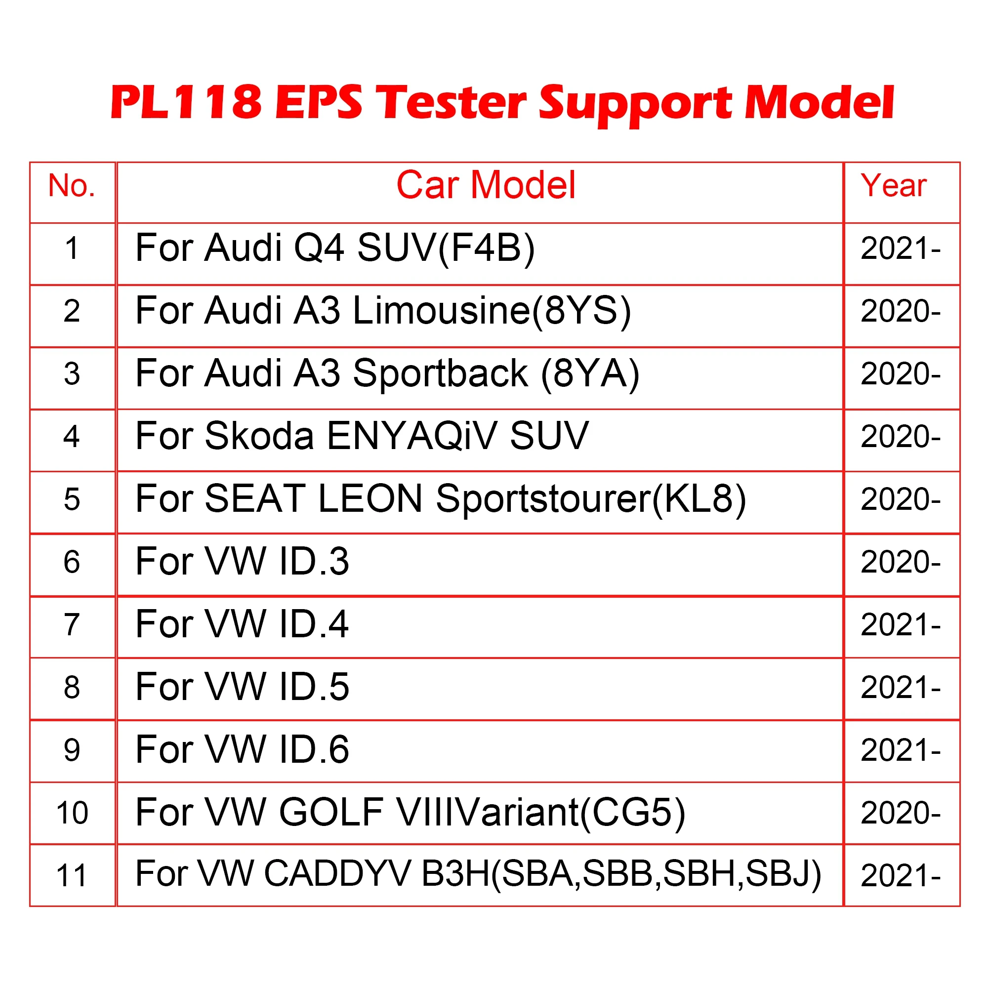 YAO WOYO PL118 For VW &  EPS Tester, For  ID 3/4/5/6/Golf Electrical Steering Wheel Motor Detector