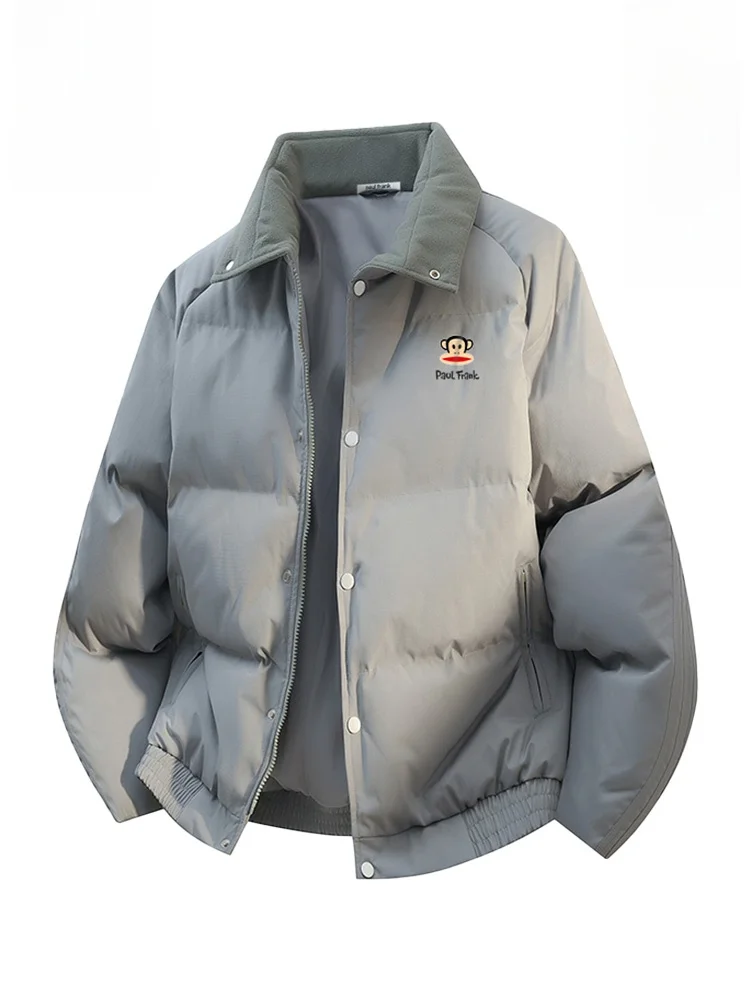 

Мужская утепленная хлопковая куртка Paul Frank: зимнее теплое пальто в стиле «хлебный пуховик», повседневное, с длинным рукавом, на молнии, с животным принтом