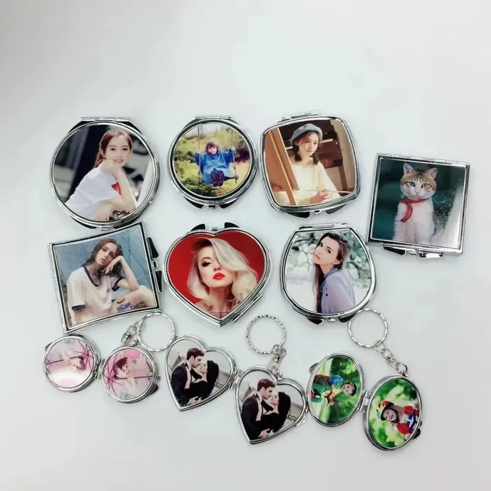 

20PCS/Lot Sublimation Metal Blank Makeup Mirror for DIY Heat Thermal Transfer Printing Mirror Double-sided Compact Folding Box