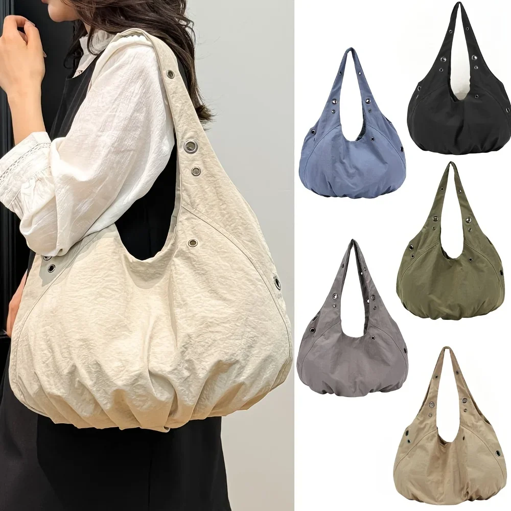 

1pc Women'S Lightweight Casual Shoulder Bag - Large Capacity Solid Color Options (White/Blue/Grey/Black) for Commuting