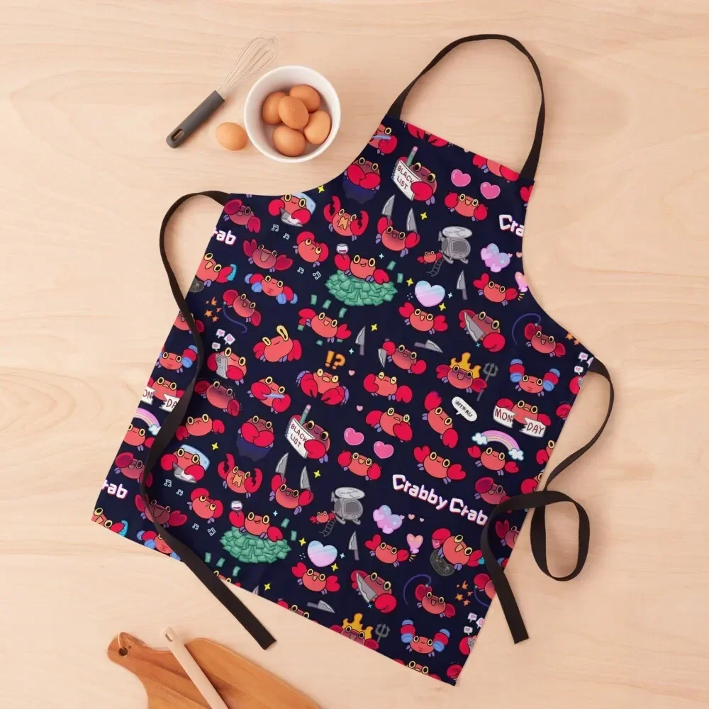 Crabby crab - pattern Apron Chef Accessory Men kitchen with pockets Cleaning Products For Home Apron