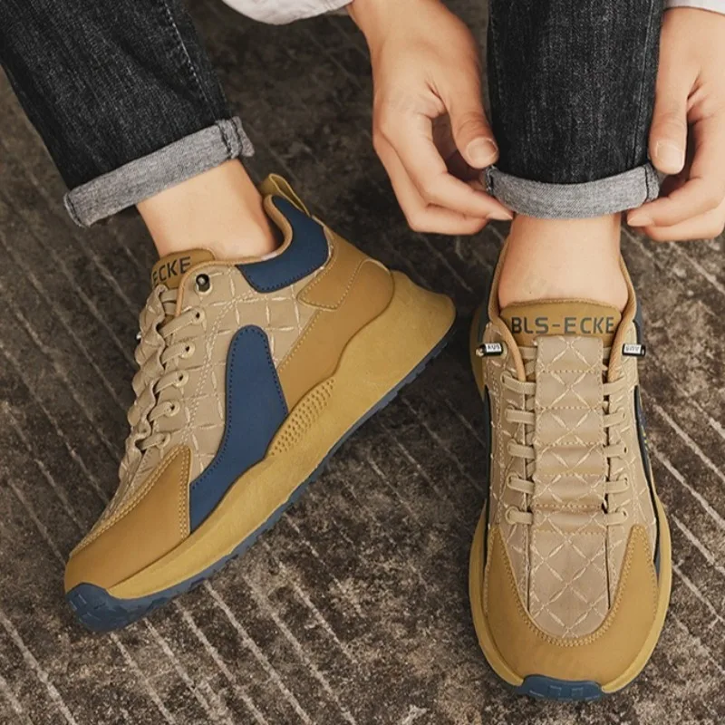 

Новинка 2023 года, осенняя мужская модная трендовая повседневная обувь с низким берцем на толстой подошве, удобные универсальные кроссовки в стиле ретро с нишевым дизайном, массивные кроссовки