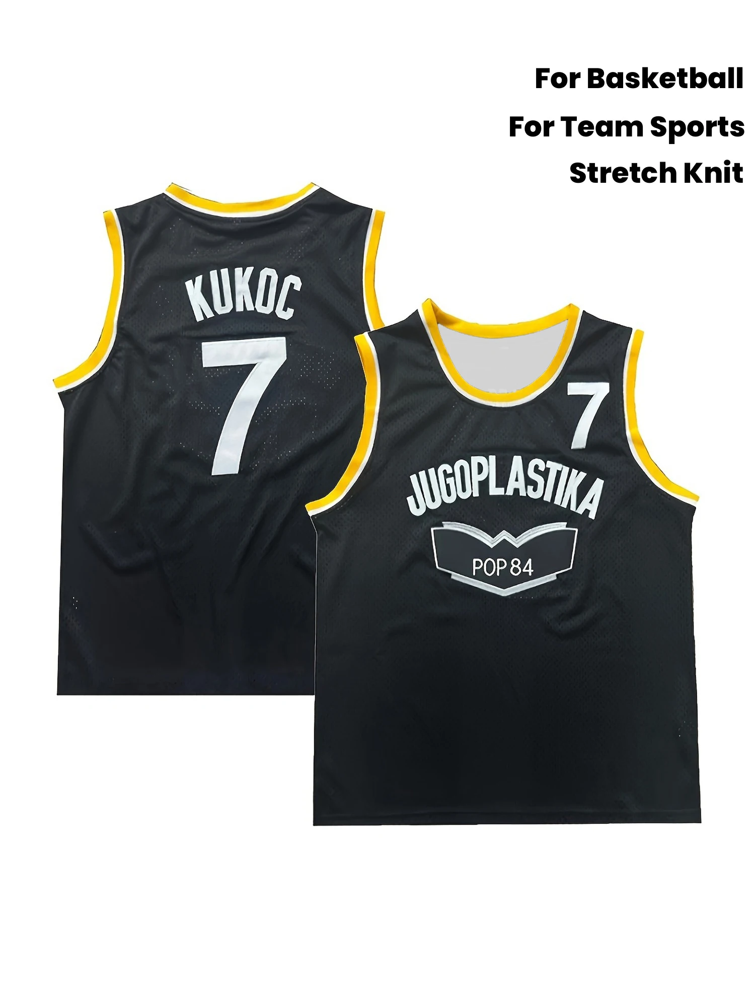 

Men's Basketball Jersey #7 Black Polyester Loose Fit Breathable And Suitable For Basketball Team Sports And Outdoor Activities