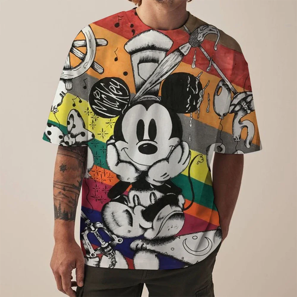 

Men's Disney Mickey Mouse print T-shirt Summer Outdoor Casual Sports Quick Drying Short Sleeve Top Plus Size Men Clothing