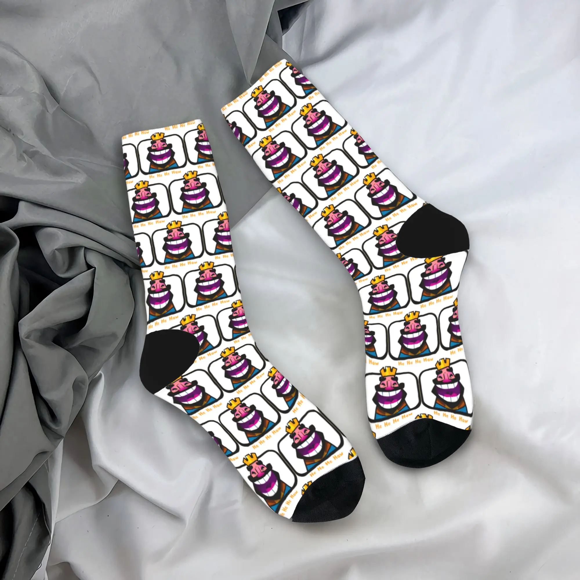 

Men Socks Clashed Game Laughing King Stockings Anti Skid Comfortable Socks Winter Fashion Graphic Climbing Socks