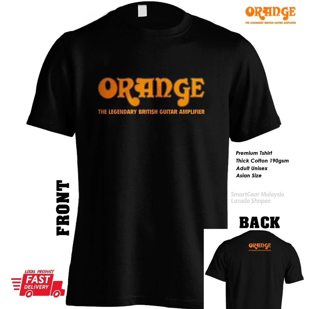 Camiseta naranja con amplificador de guitarra británica para adultos, camiseta americana Gibson Fender Epiphone para hombres, camiseta de calle Hip-hop de manga corta para mujeres