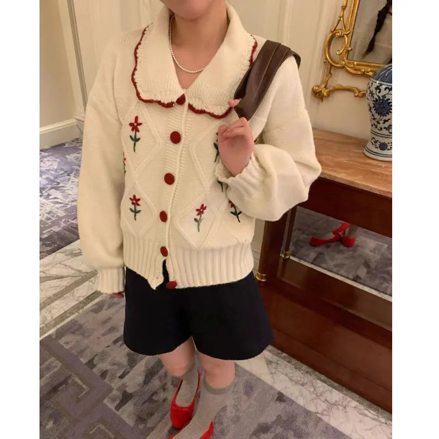 Zoete bloemen gebreide vest trui dames zwaargewicht Thi warme lente herfst winter Faion Koreaanse Sle regular fit top