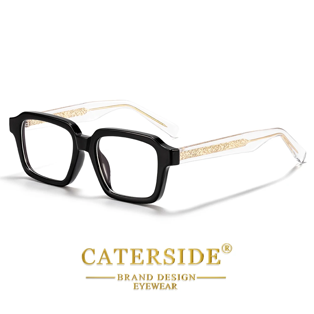 CATERSIDE Modische Herren-Brillengestelle Markendesign Eckige Brillengestelle für Damen Anti-Blaulicht-Lesebrille Partygeschenk Eyewear – Detail 10