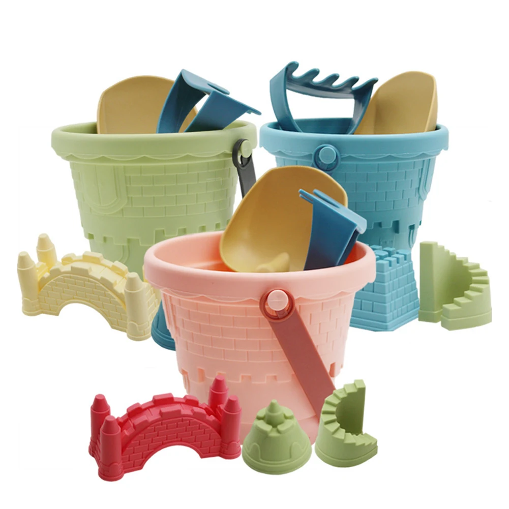 Kit de château de plage et de sable, 14 pièces, moules de château de sable, arrosoir, râteau, pelle, ensemble de sable de voyage pour enfants