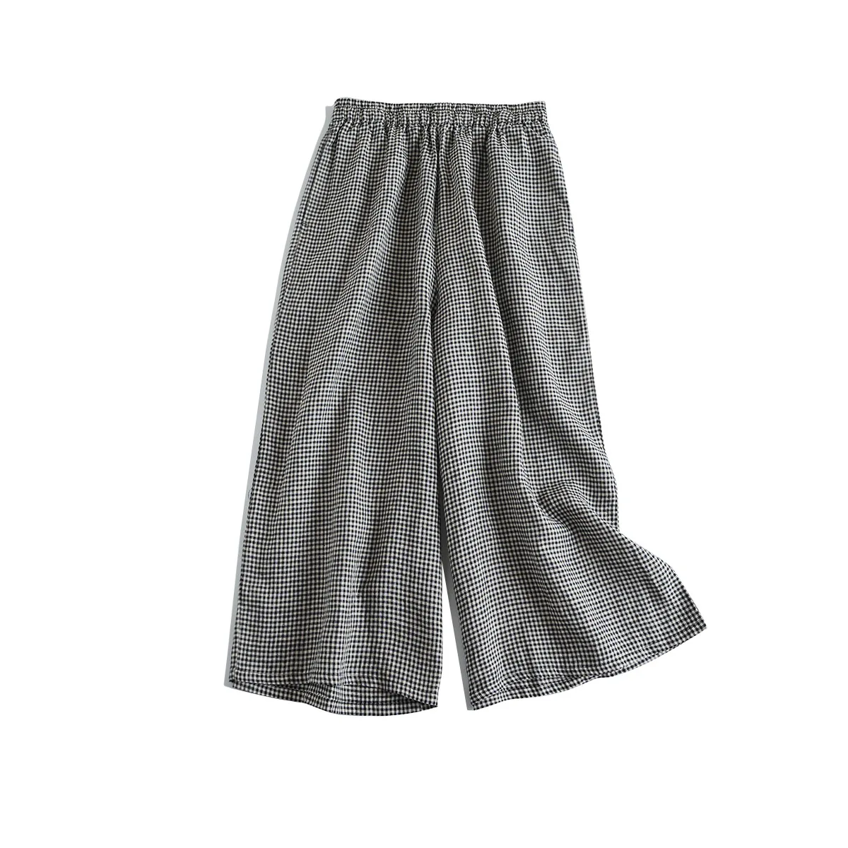 

Dave&di Pure Linen Skirt Pants, Japanese Style Loose Elastic Waistband Drawstring, Large Straight Leg Casual Cropped Pants