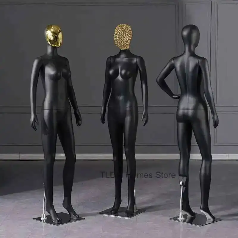 

Female Mannequin Full Props Body Human Dummy Black Gold Face Hollow Mannequin Women's Clothing Store Clothes Display Stand