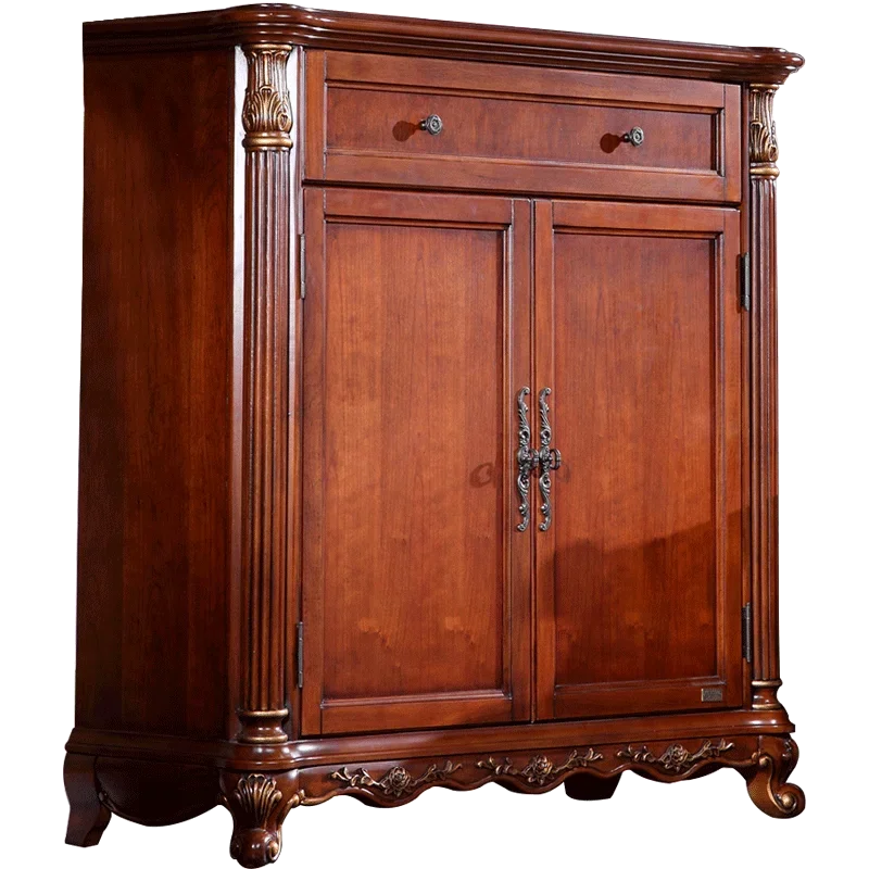 Furniture American Special Offer Solid Wood Two-door Storage Shoe Cabinet European-style Retro Porch Partition Shoe Cabinet