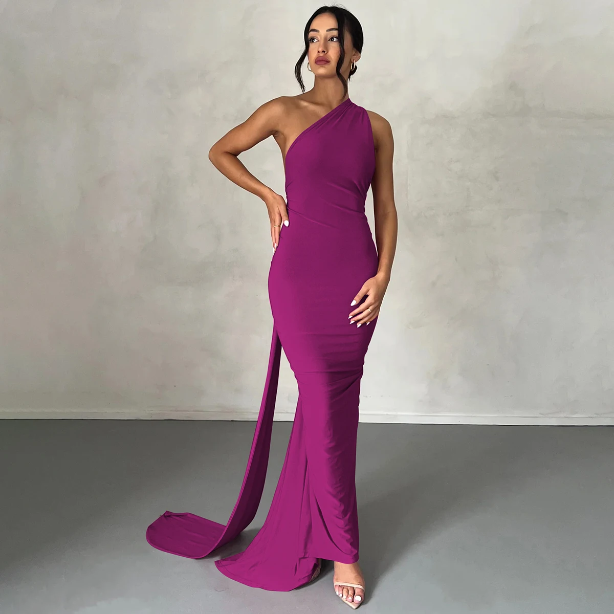 Hugcitar One Shoulder Backless Adjustable Scarf Loop Ruched Sexy Maxi Dress Women Elegant Y2K Streetwear Festival Outfit 280 S0b9f1e6a0b7b46b1b93c234d02563789t
