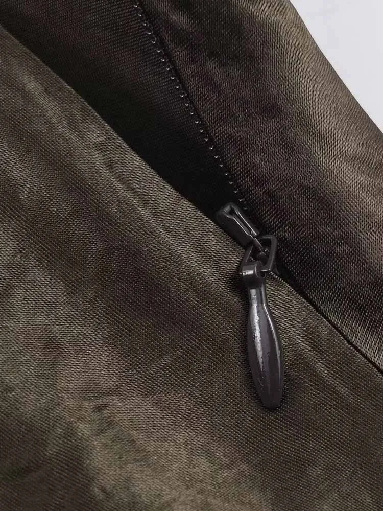 European and American style winter new fashion women's clothing casual temperament simple versatile silk satin midi skirt