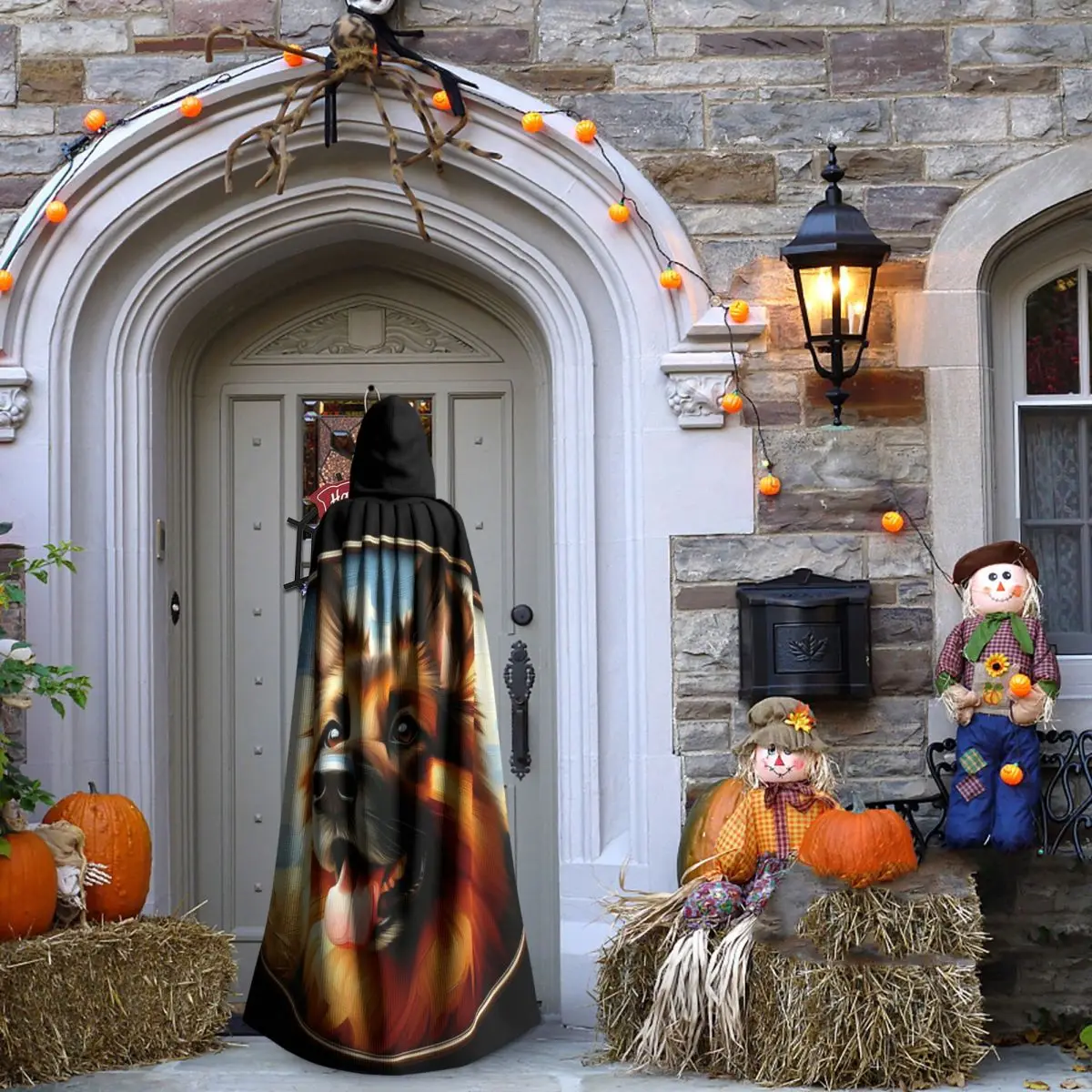 جميل الراعي الألماني طويل مقنعين عباءة الساحرة القرون الوسطى زي تأثيري كيب هالوين مصاص دماء الكبار للجنسين