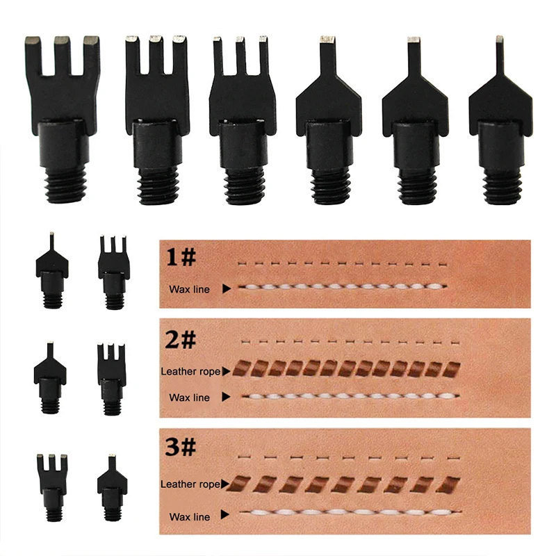 DIY Leathercraft Stitching Punch Tool Parallel Hole Chisel Professional Leather Sewing Hole Punch for Bags Wallets Belts Making