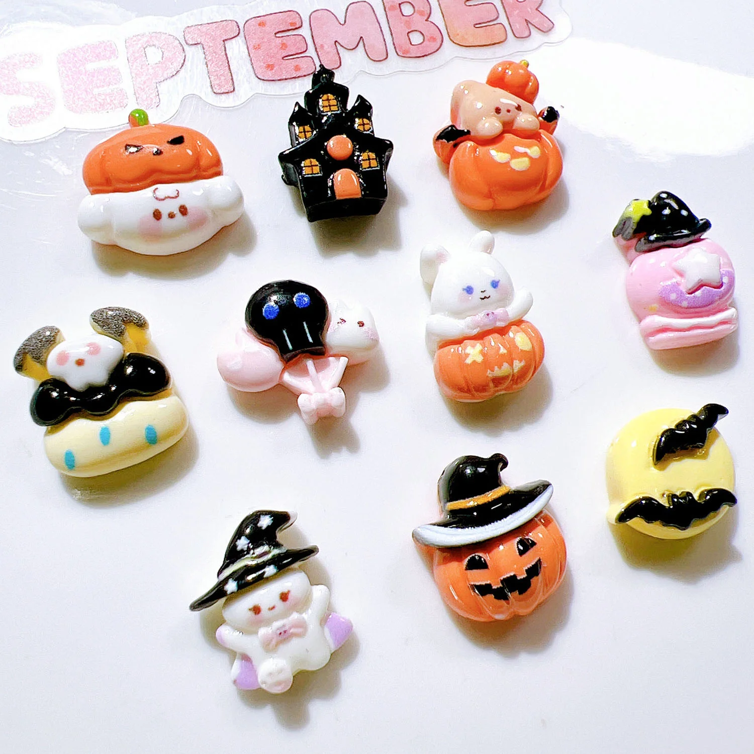 10/30Pc Cute Mini Ghost Hallowmas Resin Supplies Decor Charm DIY Earrings Barrette Key Chain Jewelry Handmade Materials Applique