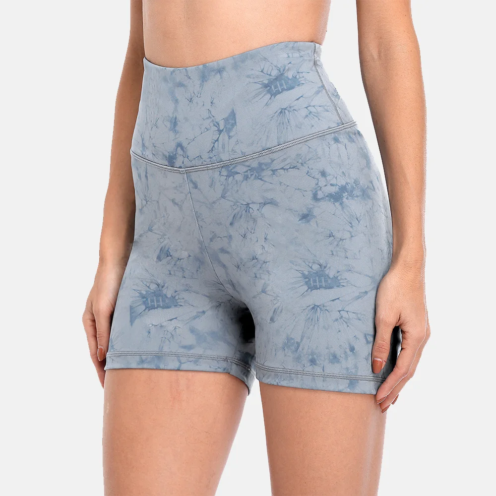Anfilia Women Yoga Shorts Tie-Dye Tummy Control Scrunch with Hidded Pocket High Waist High Elastic Gmy Running Fitness Shorts image 3