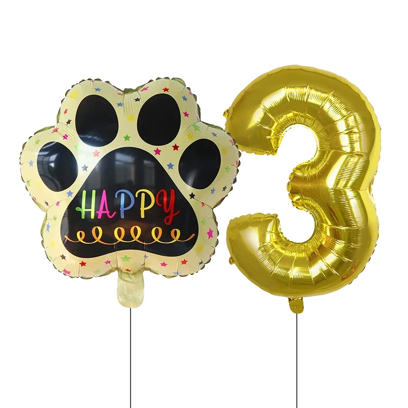 2 pieces/set Let us Pawty Big Dog PAWS Aluminum Balloons 30 inch figure 1 2 3 4 year old birthday party decoration Balloon Baby