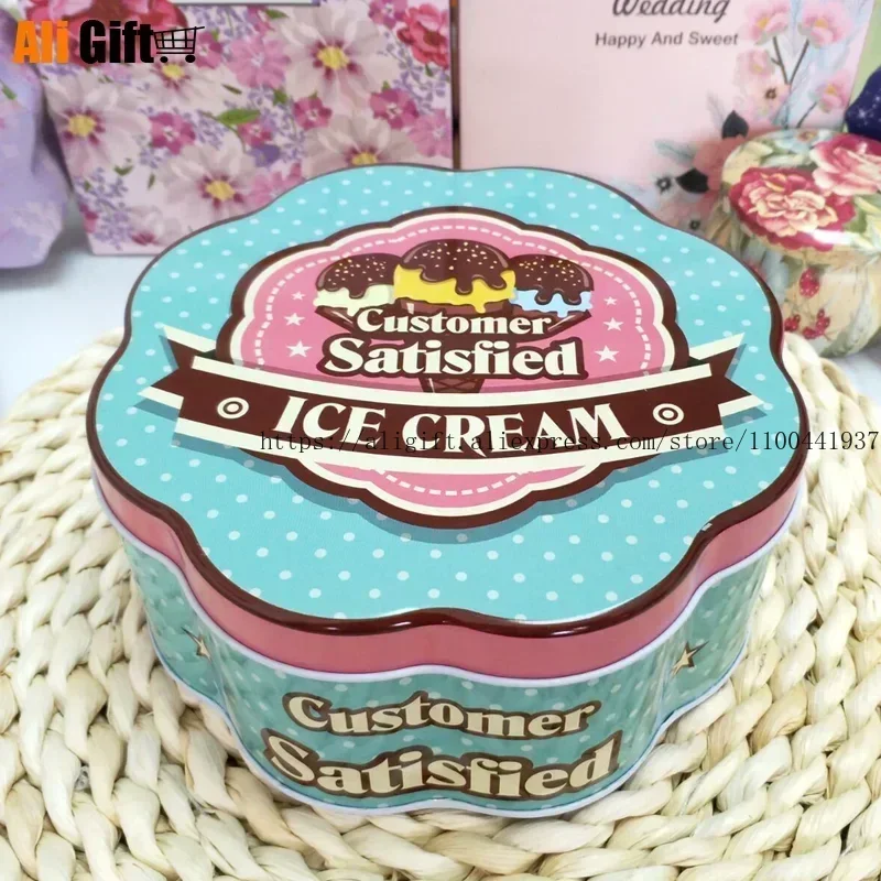 

Модная жестяная коробка в форме цветка, упаковка для конфет, шоколада, детских подарков и хранения чая, коробка для хранения