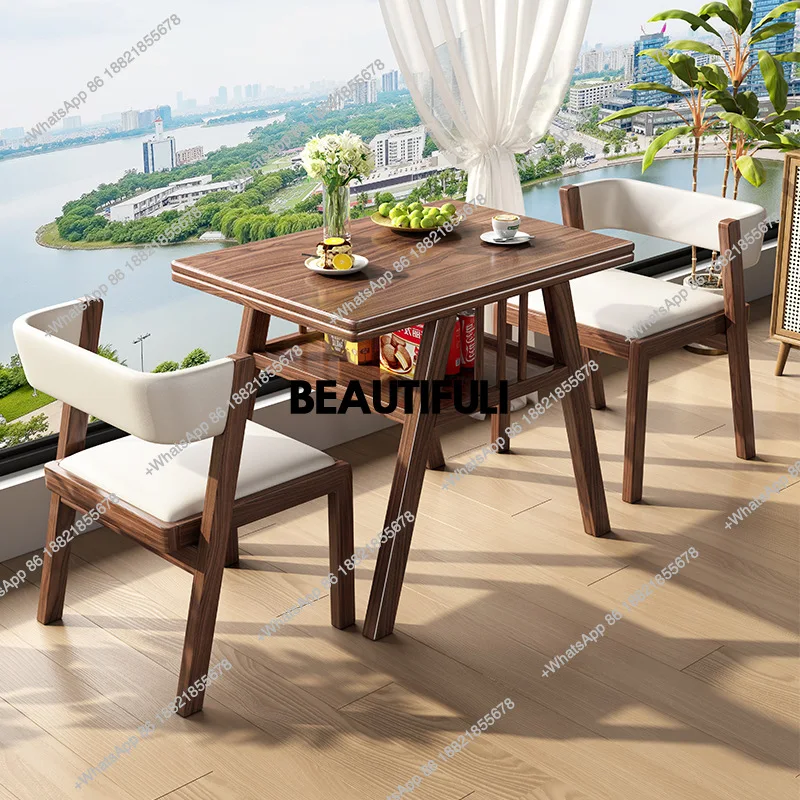 

craft two chairs, tea table, tea table, solid wood small combination, one table, two chairs, household desk, three-piece set