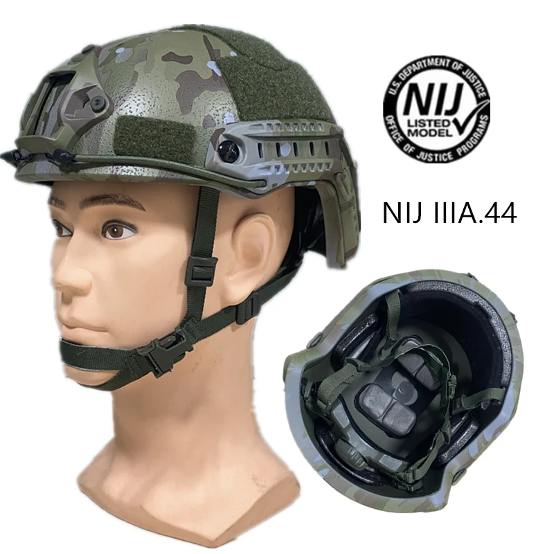 Kevlar fast ballistic helmet, PE MC ballistic camouflage, NIJ IIIA, Wendy class suspension lining, bulletproof