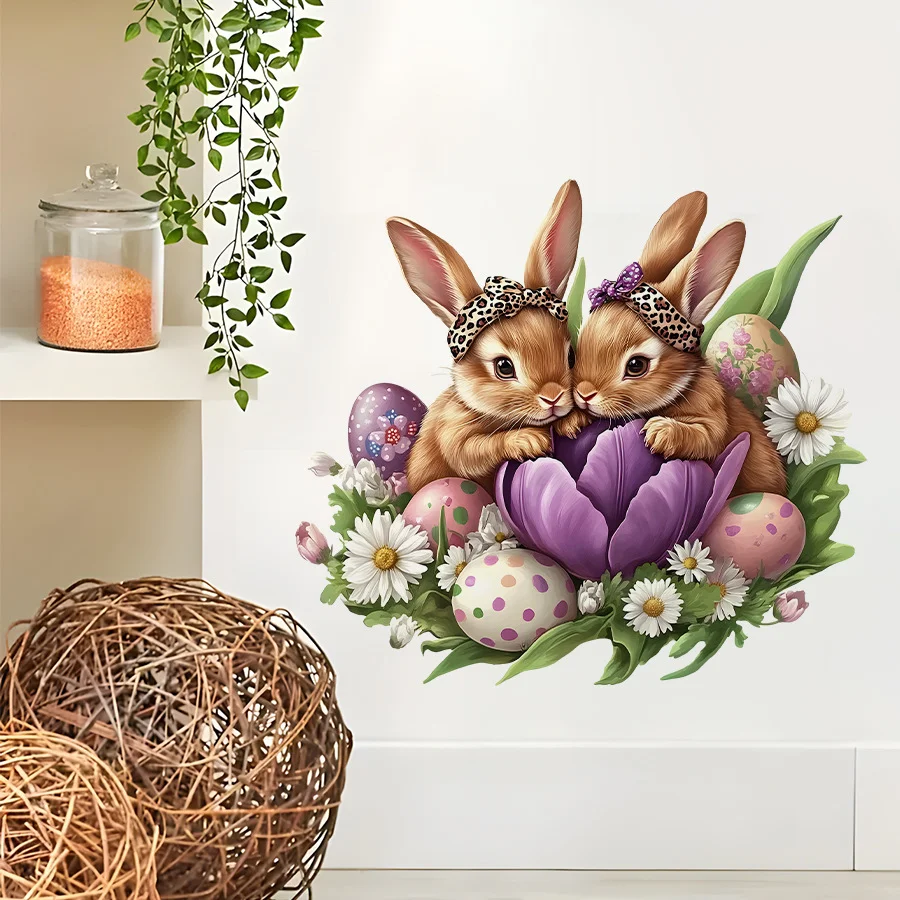 

Cartoon Wall Sticker For Children Rabbit Flower Eggs PVC Room Decor Stickers Home Decoration Accessories Self-Adhesive Wallpaper