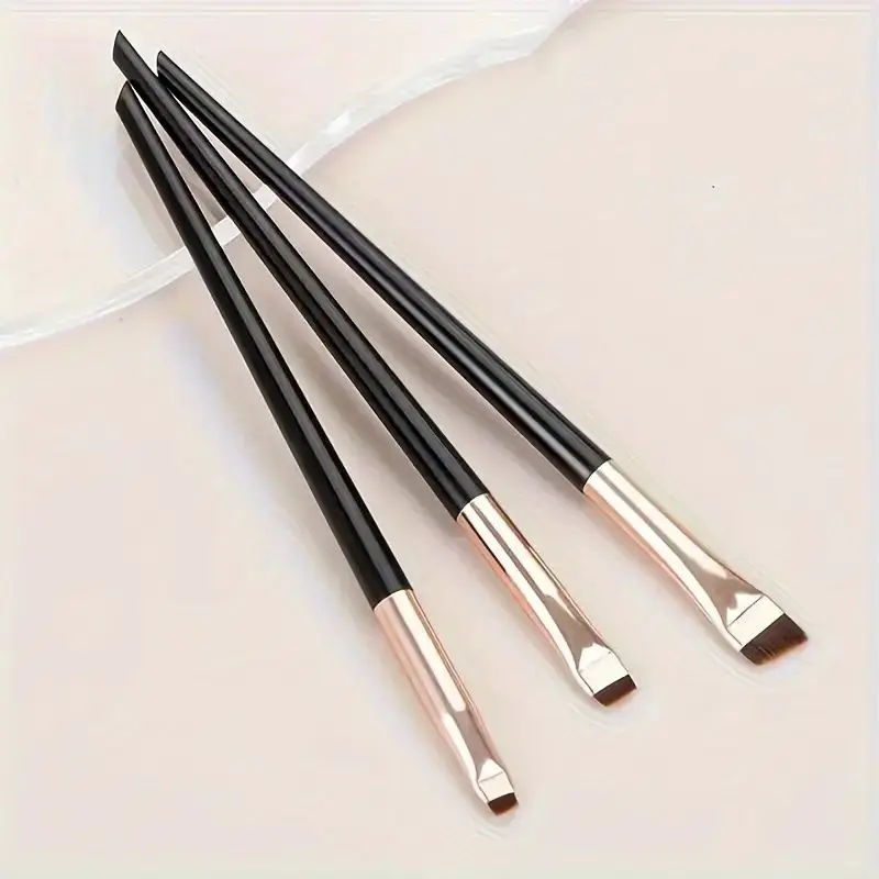 Ensemble de 3 pinceaux pour eye-liner et sourcils – Embouts ultra-fins et plats pour un contrôle précis, une application de maquillage de précision de haute qualité