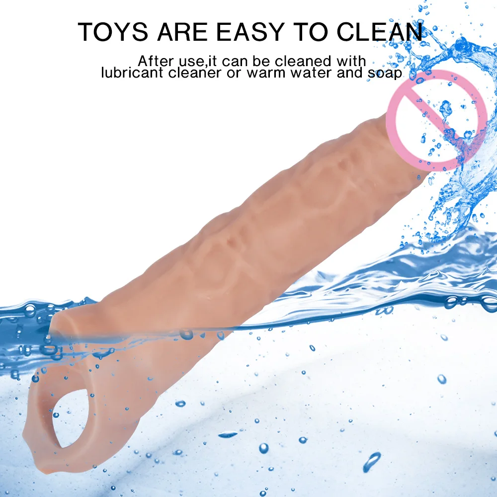 Reusable Large Glans Enlargement Sleeve Big Penis Extender Condom Cock Extension Dick Enlargemen Sex Toys For Men Time Delay