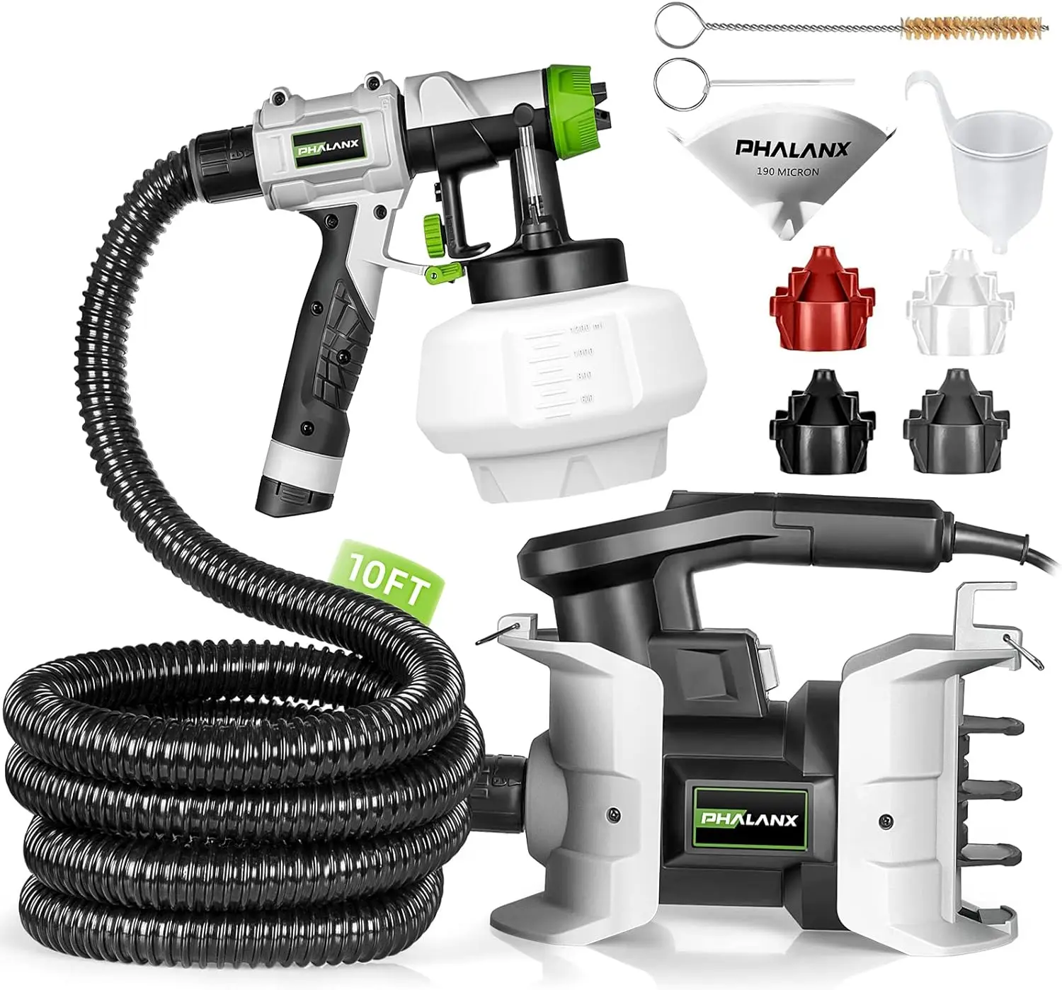 

Paint Sprayer, 700W Spray Gun with 10FT Air Hose 4 Nozzles and 3 Patterns,1200ml High Capacity Easy to Clean and Us