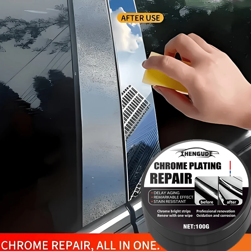 Chrome Polishing Agent with Free Sponge - Full Vehicle Oxidation Remover and Chrome Shine Restorer