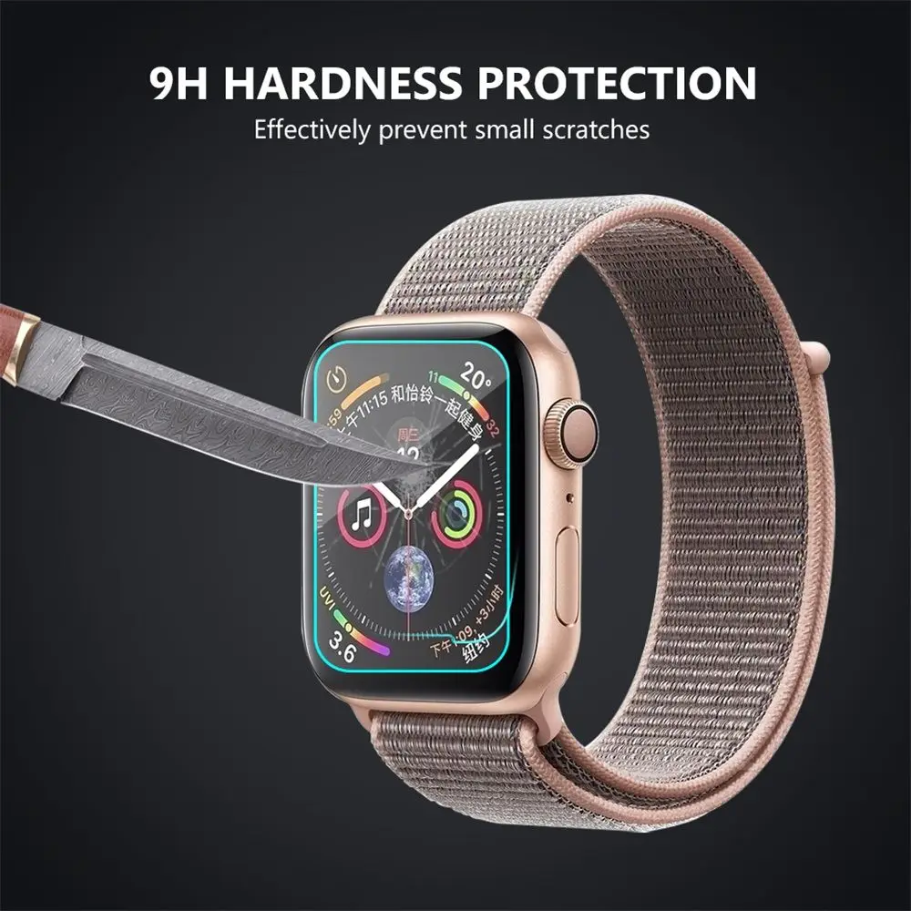 3D iWatch 40mm 44mm Case Cover For Apple Watch 5 4 Protective film Tempered Glass Screen Protectors