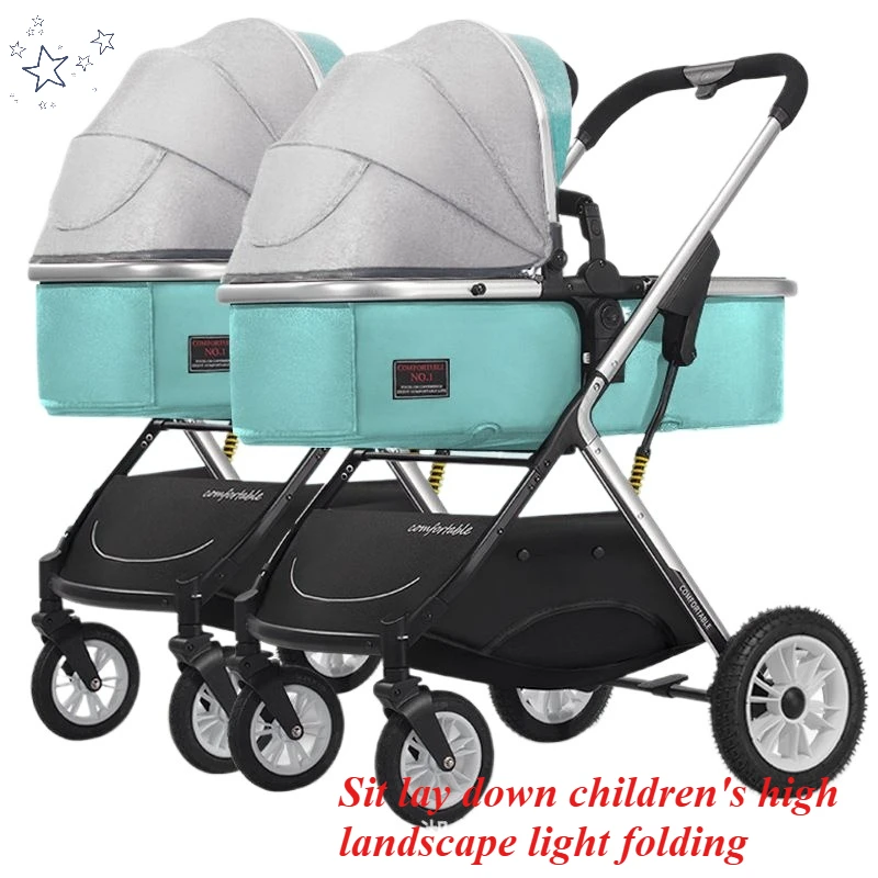 

Twin strollers Sit lay down children's high landscape light folding