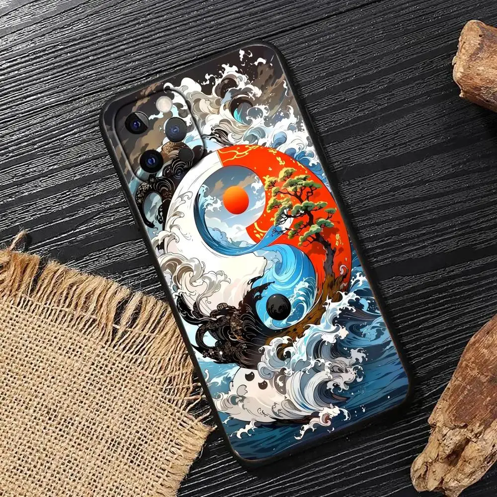 

Wave Tai Chi pattern design phone case suitable for iPhone 16 17 15 14 13 12 11 Pro/Max/Plus all inclusive frosted soft shell